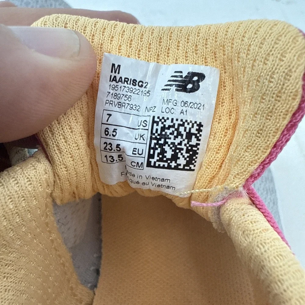 Toddler Baby 7 New Balance Fresh Foam Sneakers Pink Gray Yellow Mesh